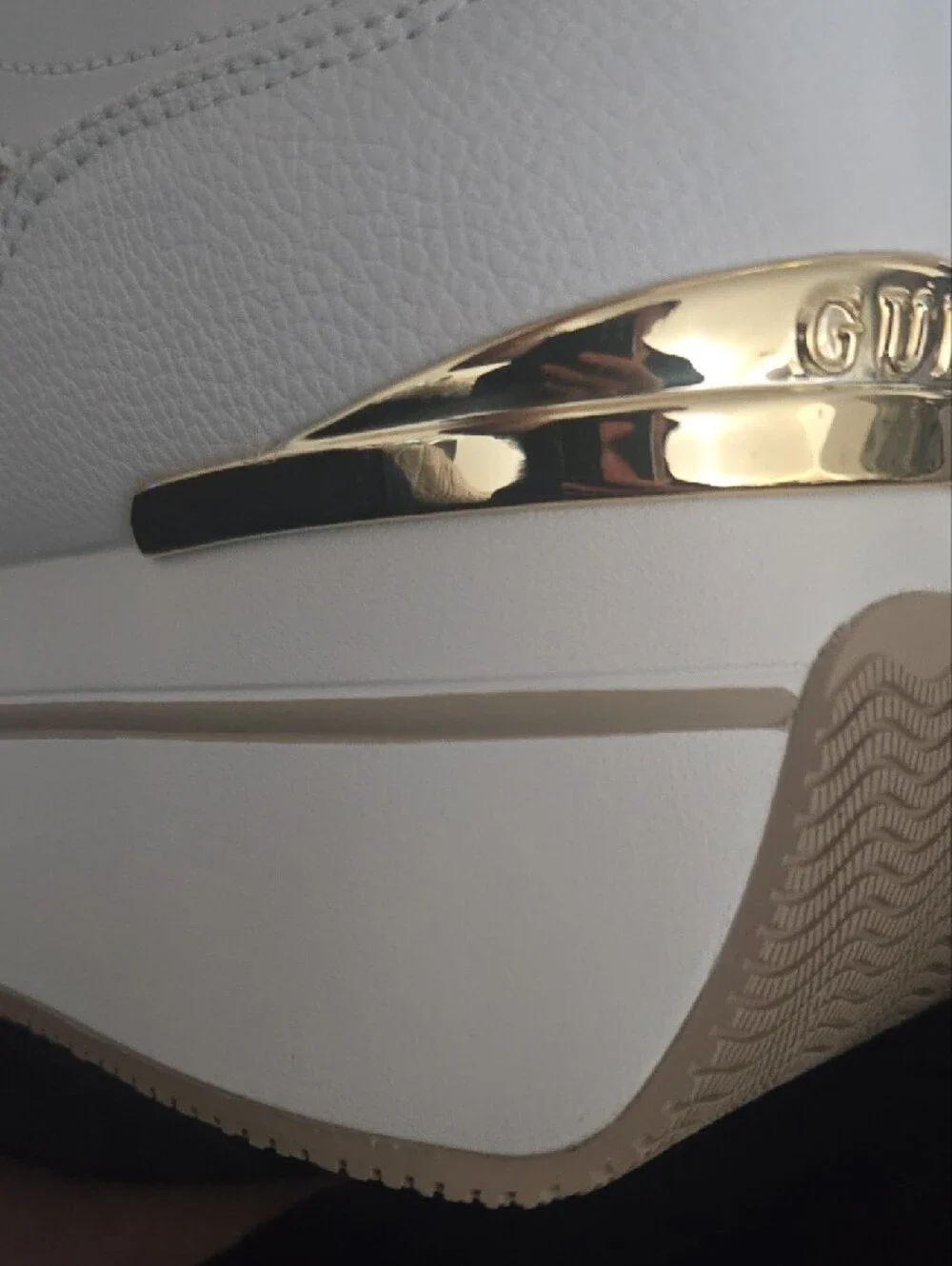 Guess White and Beige Platform Sneakers, Size 9 Women